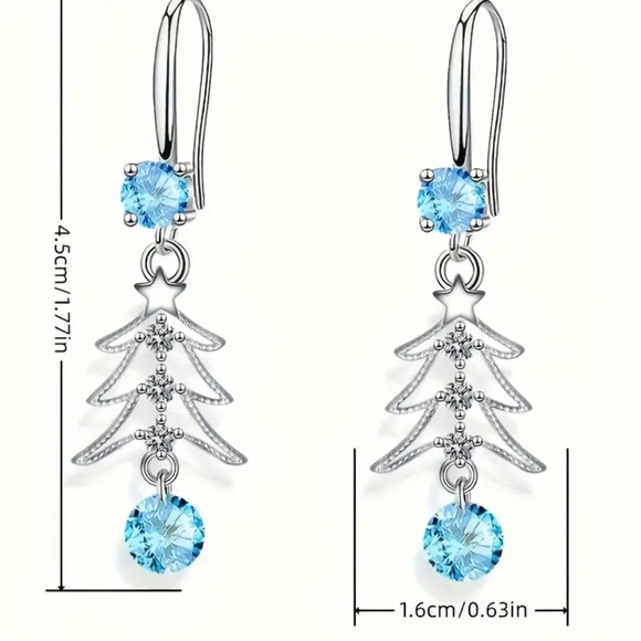 Nwt Elegant and cute dangle tree earrings with red stones - Picture 2 of 2